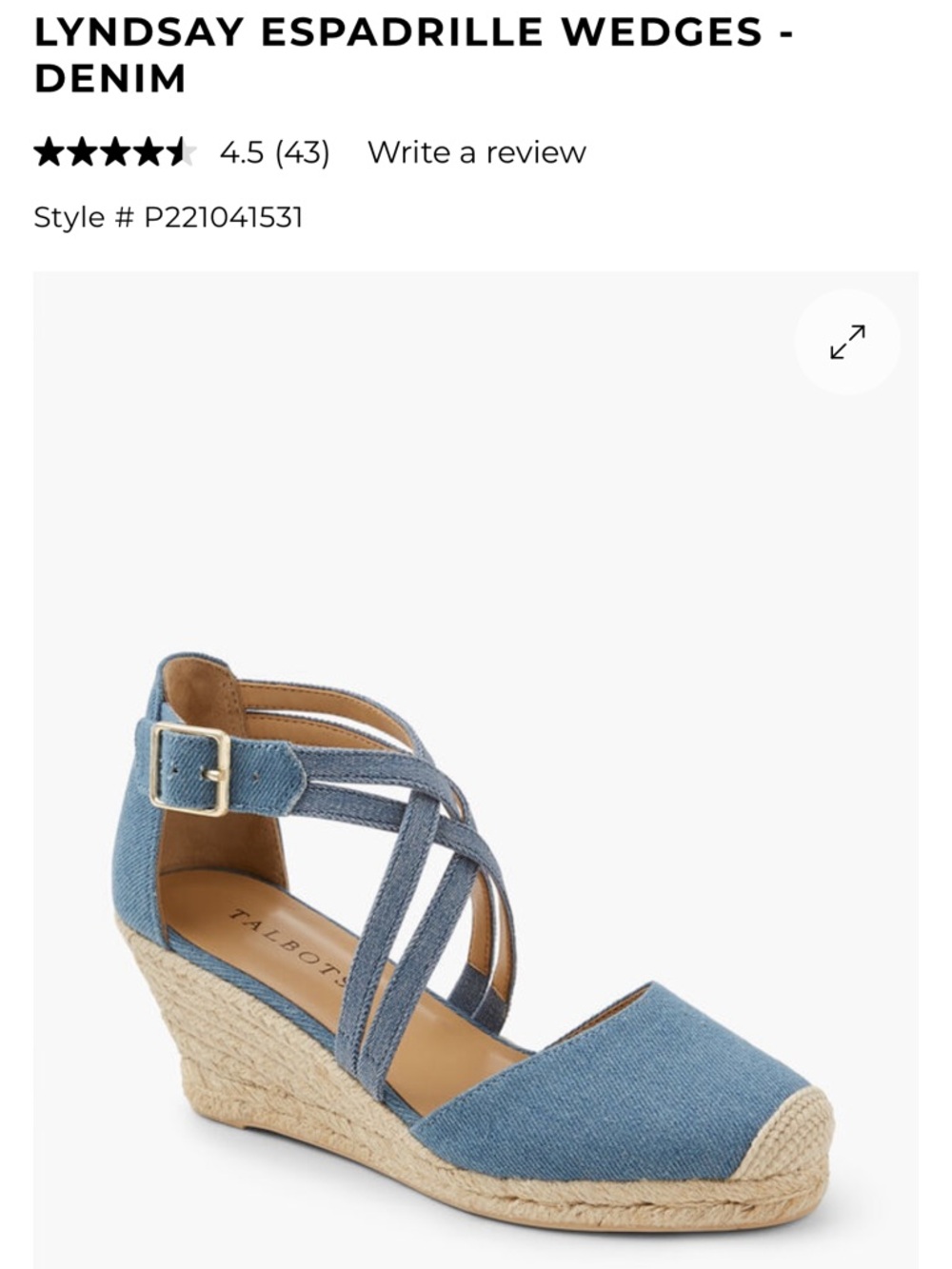 Talbots Lyndsay Espadrille Wedge Sandals